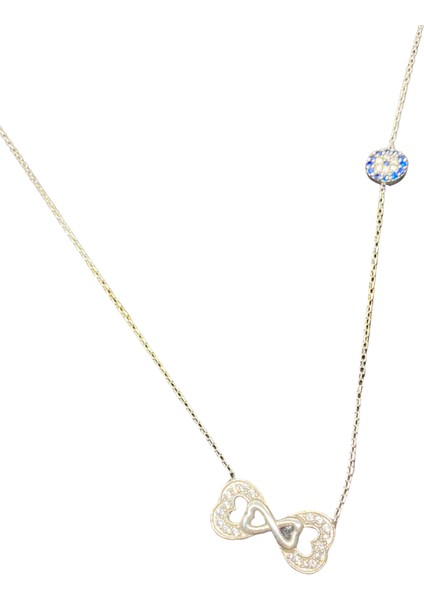 925 Ayar, Zirkon Taşlı,sonsuz Kalp Model, 40-45 cm Kolye Uzunluğu, Ağırlık Ortalama 2-2,5 gr Aralığında, Mükemmel Hediye 925 Ayar Gümüş Kolye (KOD2712)