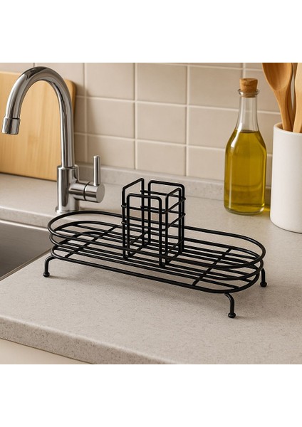 Premium Sıvı Sabunluk Siyah Minimal Mutfak ve Banyo Standı