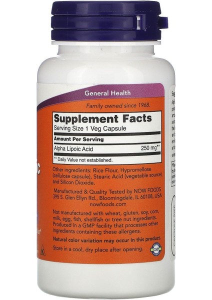 Alpha Lipoic Acid Glutathione Support 250MG 60 Caps fiyatları