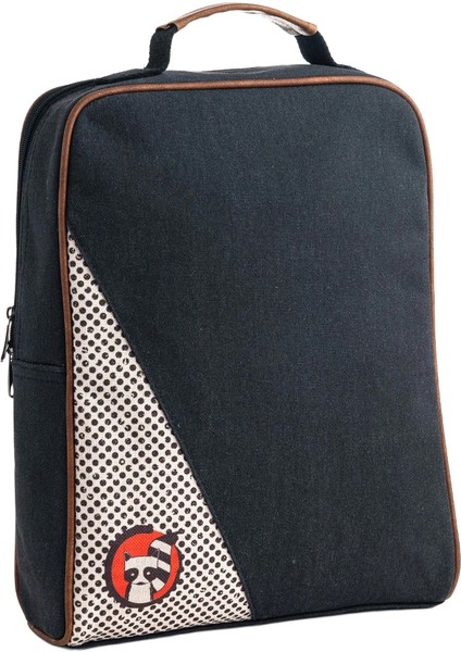 Siyah Rakun Desenli Üçgen Laptop & Sırt Çantası