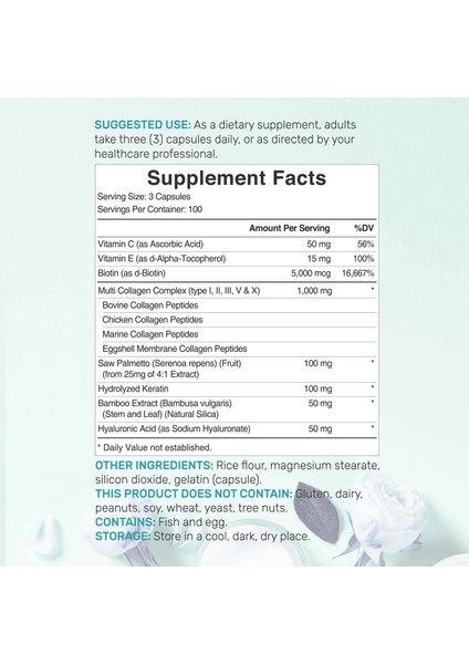 Multi-Collagen Pills For Women With Vitamin C, E, & Biotin, 300 Capsules modelleri