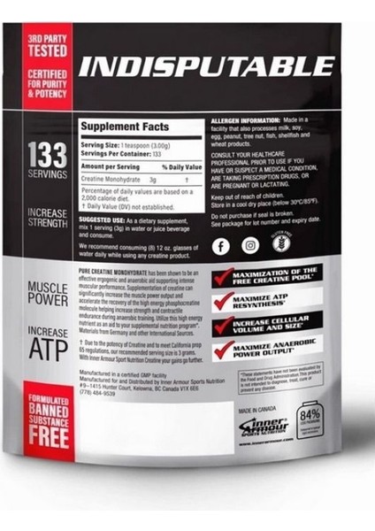 Creatine 400 Gram - 133 Servis - Abd Menşei fiyatları