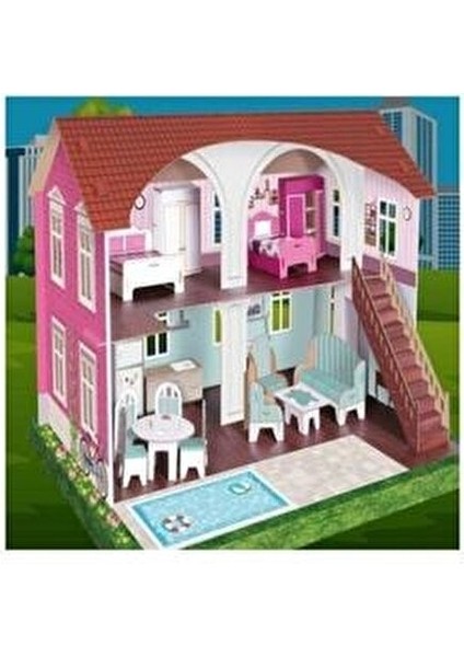 3 Boyutlu Maket Mobilyalı Oyun Evi Kız Çocuklar İçin 17 Parça Eğitici Set fırsatları