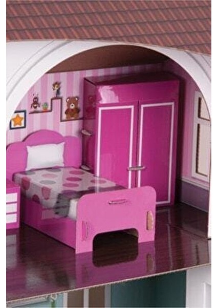 3 Boyutlu Maket Mobilyalı Oyun Evi Kız Çocuklar İçin 17 Parça Eğitici Set