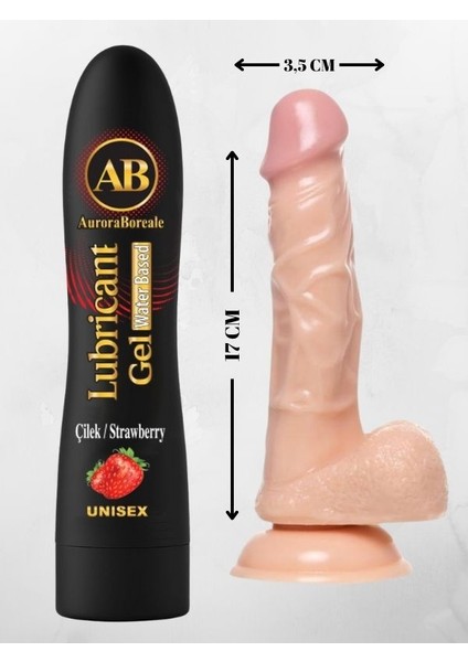 Auroraboreale Aşkındeposu A B 125 ml Çilek Aromalı Yenilebilir Kayganlaştırıcı Jel 50 ml 17 cm Silikon Dildo XW8T44LLMQWT6
