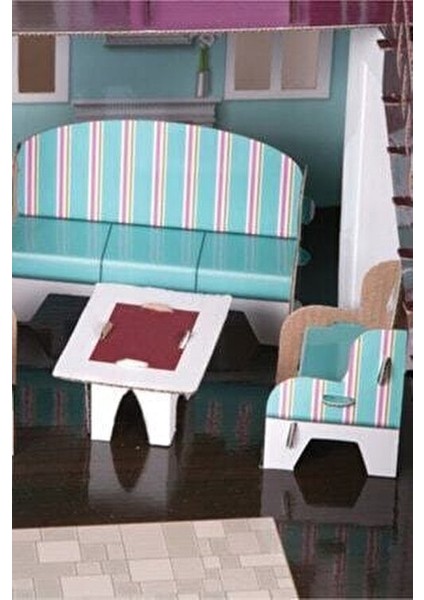3 Boyutlu Maket Mobilyalı Oyun Evi Kız Çocuklar İçin 17 Parça Eğitici Set