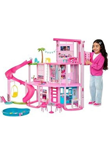 Fabbatoys HMX10 Barbie Rüya Evi 2023 Modeli Renkli Kaydıraklı ve Havuzlu Oyun Seti