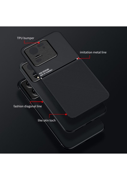 Xiaomi Redmi K60 Ultra Kılıfı, Şık Moire Gömülü Demir Plaka Halkasız Braketli Telefon Kılıfı-Siyah (Yurt Dışından) fiyatları