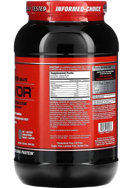 Carnivor Beef Isolate(Izole) Protein 1 kg - 30 Servis modelleri