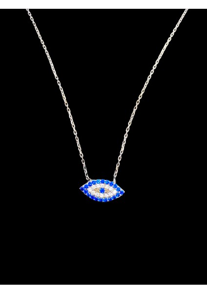925 Ayar,zirkon Mavi Göz Model, 40-45 cm Kolye Uzunluğu, Ağırlık Ortalama 2-2,5 gr Aralığında, Mükemmel Hediye 925 Ayar Gümüş Kolye (KOD2737)