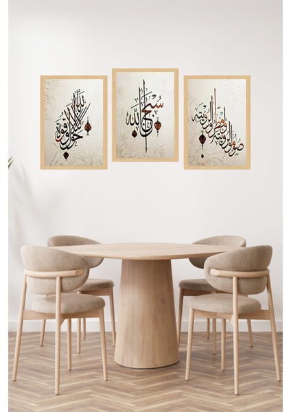 🖼️ Sabır - Şükür - Tevekkül Yazılı Modern Çerçeve Görünümlü 3’lü Tablo Seti🌟 CRVS1099 13 x 17 fiyatları
