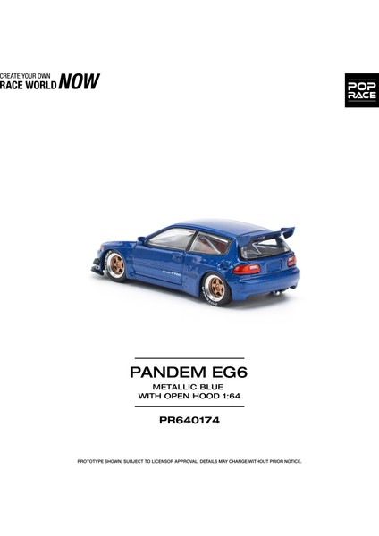 1:64 Pandem Eg6 Metallic Blue – Açılır Kaputlu Diecast Model Araba modelleri