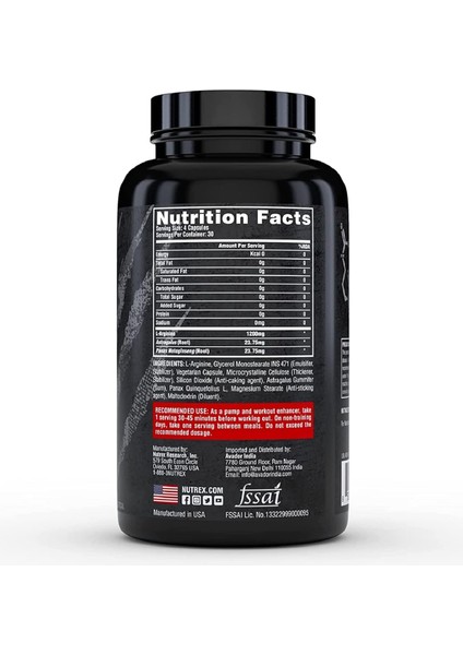 Research Nıox Extreme Pump Arginine 120 Caps Muscles Builder Usa modelleri