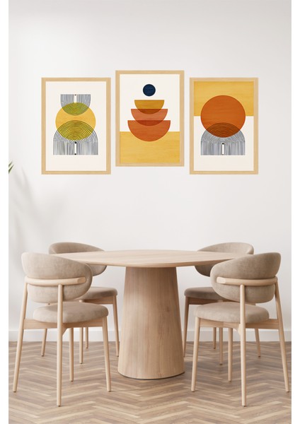 🌿 Geometrik Ahşap Stil Çerçeveli 3’lü Tablo Seti 🖼️ | Minimal & Modern Dokunuş 🌞🌟 CRVS1180 13 x 17 fiyatları