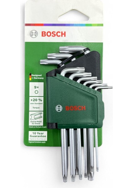 Torx Alyan Takımı Bosch 9 Parça T8 - T40 1600A02Z9C