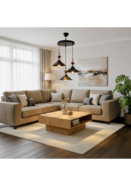 Negro 3lü Siyah Bakır Sarkıt Salon, Oturma Odası