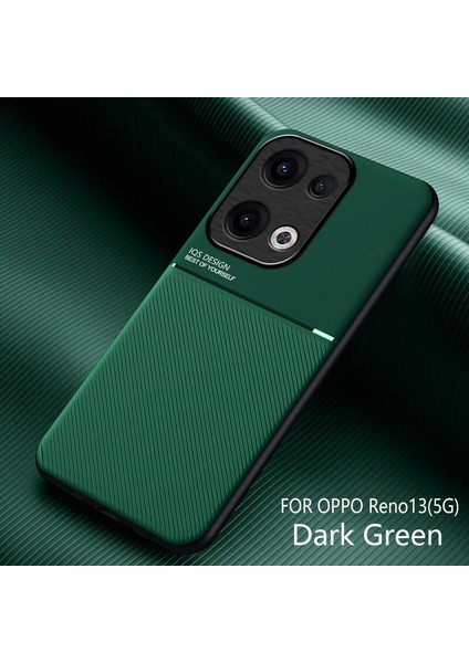 Oppo RENO13 Kılıfı, Şık Moire Gömülü Demir Plaka Halkasız Braketli Telefon Kılıfı-Yeşil (Yurt Dışından)
