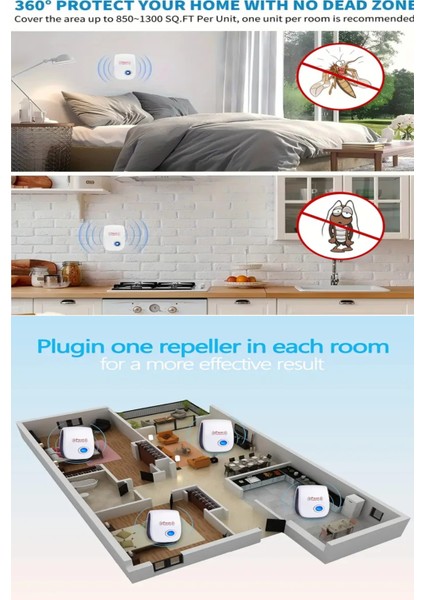 Ultrasonik Kızılötesi Fare Haşere Sıçan Kemirgen Kovucu Haşere Elektronik Fare ve Haşere Kovucu