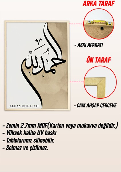 🌙 Subhanallah – Elhamdulillah – Allahu Ekber Yazılı 3’lü Islami Çerçeveli Tablo Seti 🌿 CRV1192 23 x 32