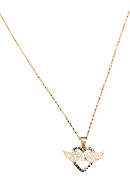 925 Ayar, Melek Kanadı Kalp Kalp Model, 40-45 cm Kolye Uzunluğu, Ağırlık Ortalama 2-2,5 gr Aralığında, Mükemmel Hediye 925 Ayar Gümüş Kolye (KOD2717)