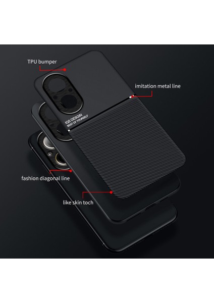 Realme C67 4g Kılıfı, Şık Moire Gömülü Demir Plaka Halkasız Braketli Telefon Kılıfı-Siyah (Yurt Dışından) fiyatları