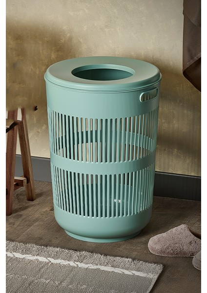 Solara Dekoratif Kirli Çamaşır Sepeti Oyuncak Sepeti 60 Litre - Yeşil