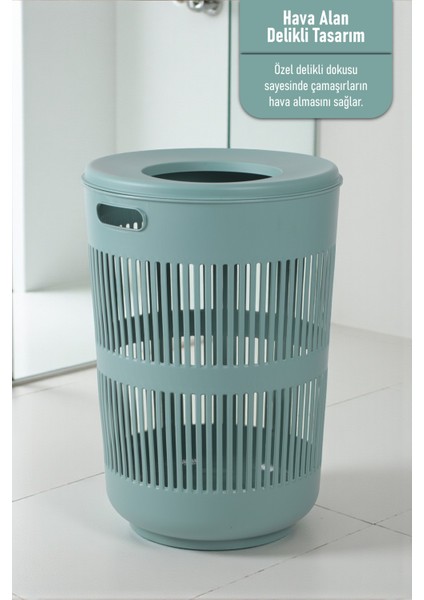 Solara Dekoratif Kirli Çamaşır Sepeti Oyuncak Sepeti 60 Litre - Yeşil fiyatları