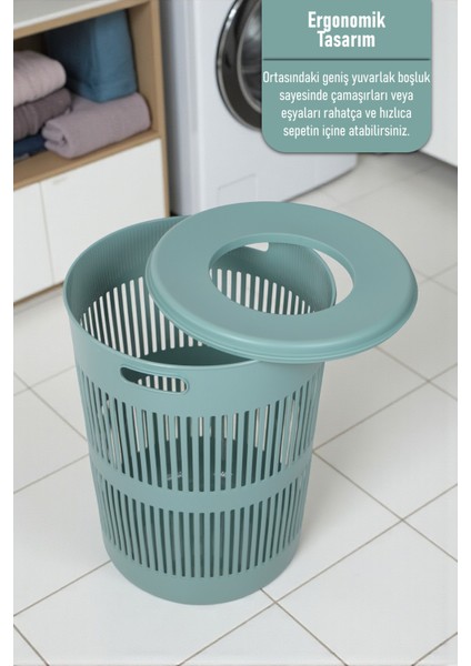 Solara Dekoratif Kirli Çamaşır Sepeti Oyuncak Sepeti 60 Litre - Yeşil modelleri
