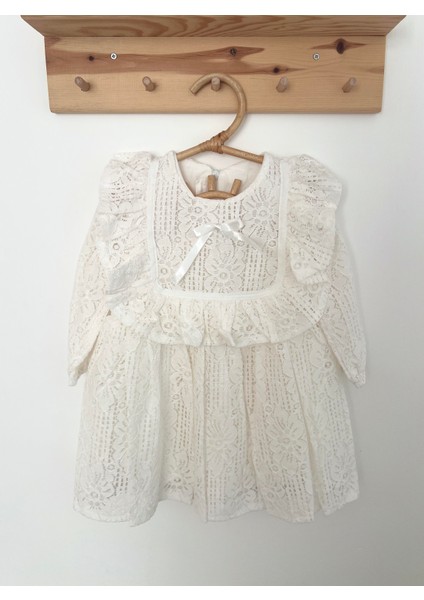 Kız Bebek Çocuk Uzun Kollu Dantelli Fiyonklu Fırfırlı Parti Düğün Doğum Günü Bayramlık Elbise modelleri