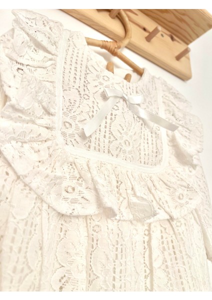 Kız Bebek Çocuk Uzun Kollu Dantelli Fiyonklu Fırfırlı Parti Düğün Doğum Günü Bayramlık Elbise fırsatları