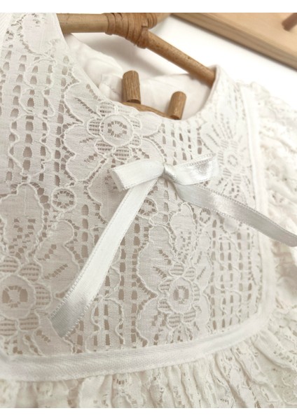 Kız Bebek Çocuk Uzun Kollu Dantelli Fiyonklu Fırfırlı Parti Düğün Doğum Günü Bayramlık Elbise