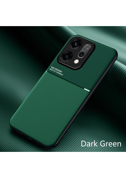 Oppo RENO14 Kılıfı, Şık Moire Gömülü Demir Plaka Halkasız Braketli Telefon Kılıfı-Yeşil (Yurt Dışından)