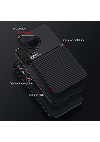 Huawei Pura 70 Pro Kılıfı, Şık Moire Gömülü Demir Plaka Halkasız Braketli Telefon Kılıfı-Mavi (Yurt Dışından) fiyatları