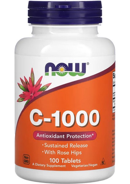 C-1000 Ascorbic Acid Rose Hips Kuşburnu 100 Tablet