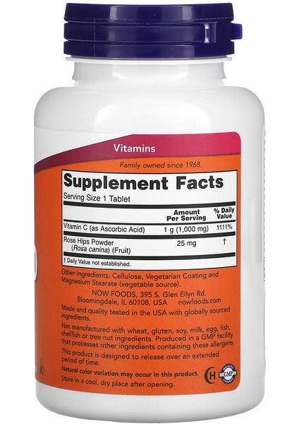 C-1000 Ascorbic Acid Rose Hips Kuşburnu 100 Tablet fiyatları