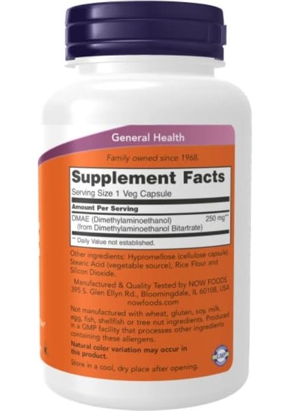 , Dmae, Healthy Brain 250 Mg, 100 Veg Capsules fiyatları