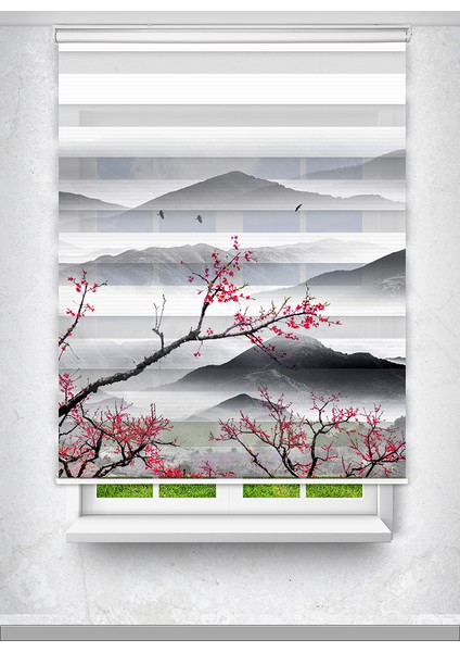 Doğa Dağ Manzara Baskılı Plise Zebra Perde - Dijital Baskılı Zebra Stor Perde fiyatları