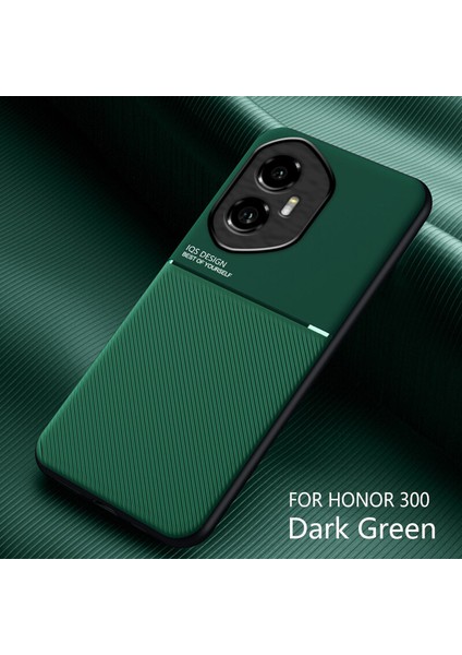 Honor 300 Kılıfı, Şık Moire Gömülü Demir Plaka Halkasız Braketli Telefon Kılıfı-Yeşil (Yurt Dışından)