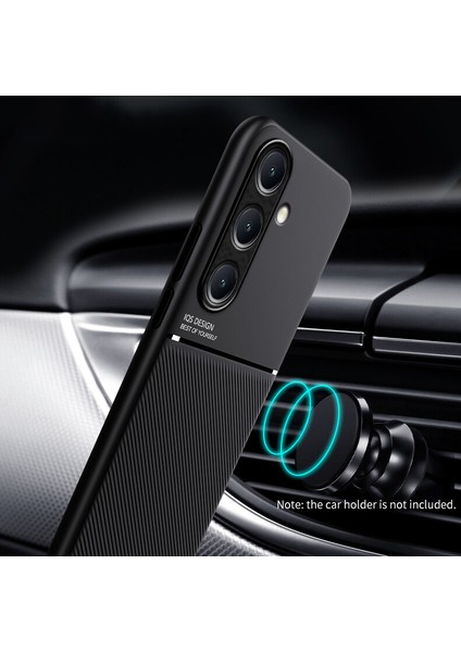 Samsung Galaxy A36 Kılıfı, Şık Moire Gömülü Demir Plaka Halkasız Braketli Telefon Kılıfı-Siyah (Yurt Dışından) modelleri