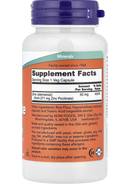 , Zinc(Çinko) Picolinate, 50 Mg, 120 Veg Caps fiyatları
