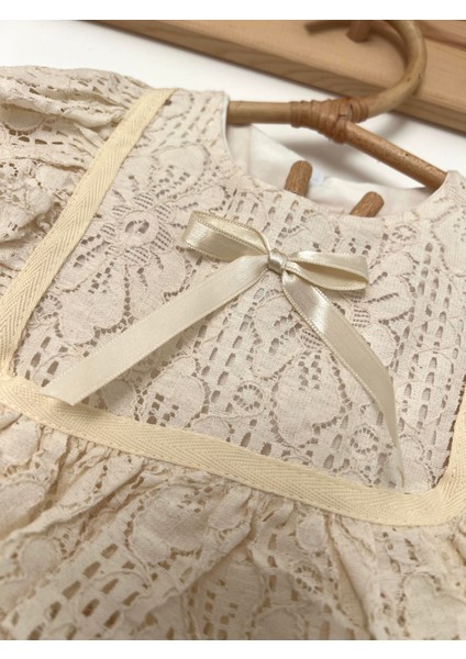 Kız Bebek Çocuk Uzun Kollu Dantelli Fiyonklu Fırfırlı Parti Düğün Doğum Günü Bayramlık Elbise