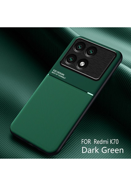 Xiaomi Redmi K70 Kılıfı, Şık Moire Gömülü Demir Plaka Halkasız Braketli Telefon Kılıfı-Yeşil (Yurt Dışından)