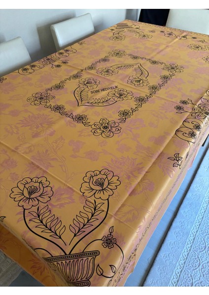 Kolay Temizlenebilir Renkli Çiçek Desenli Dikdörtgen Masa Örtüsü 220X150 cm – Şık, Lüks ve Çeyizlik Model