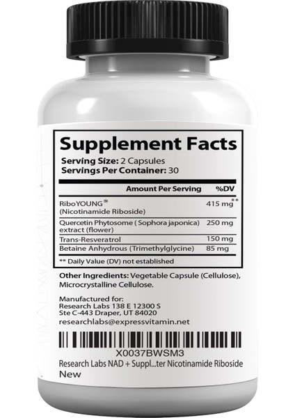 Nad+ Nicotinamide Riboside Quercetin Resveratrol Betaine True Nad Anti Aging fiyatları