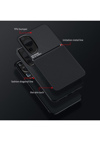 Huawei P60 Art Kılıfı, Şık Moire Gömülü Demir Plaka Halkasız Braketli Telefon Kılıfı-Siyah (Yurt Dışından) fiyatları