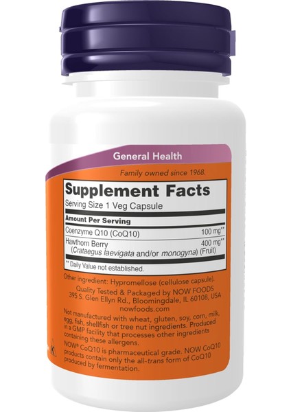 COQ10 100 Mg With Hawthorn Berry Cellular Energy Production 30 Veg Caps fiyatları