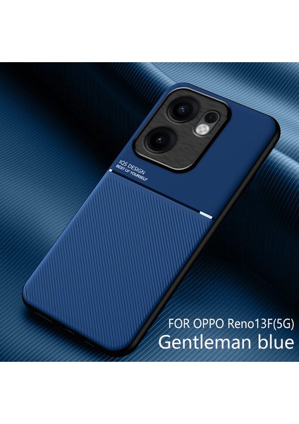 Oppo RENO13 F 5g Kılıfı, Şık Moire Gömülü Demir Plaka Halkasız Braketli Telefon Kılıfı-Mavi (Yurt Dışından)