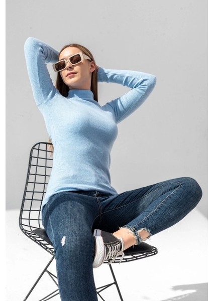 Kadın Pamuklu Balıkçı Yaka Kaşkorse Şardonlu Fitilli Slimfit Kazak Body Standart modelleri