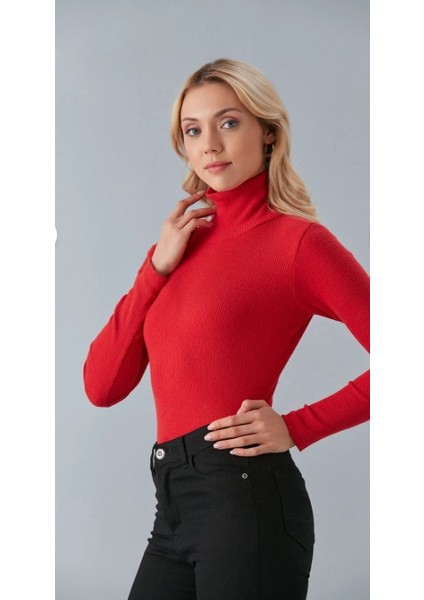 Kadın Pamuklu Balıkçı Yaka Kaşkorse Şardonlu Fitilli Slimfit Kazak Body Standart fiyatları