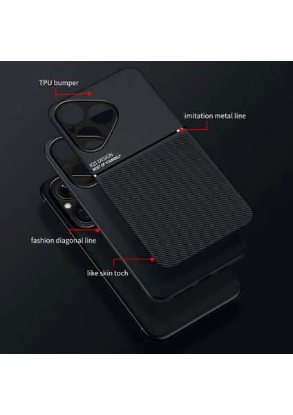 Huawei Pura 80 Pro Kılıfı, Şık Moire Gömülü Demir Plaka Halkasız Braketli Telefon Kılıfı-Mavi (Yurt Dışından) fiyatları